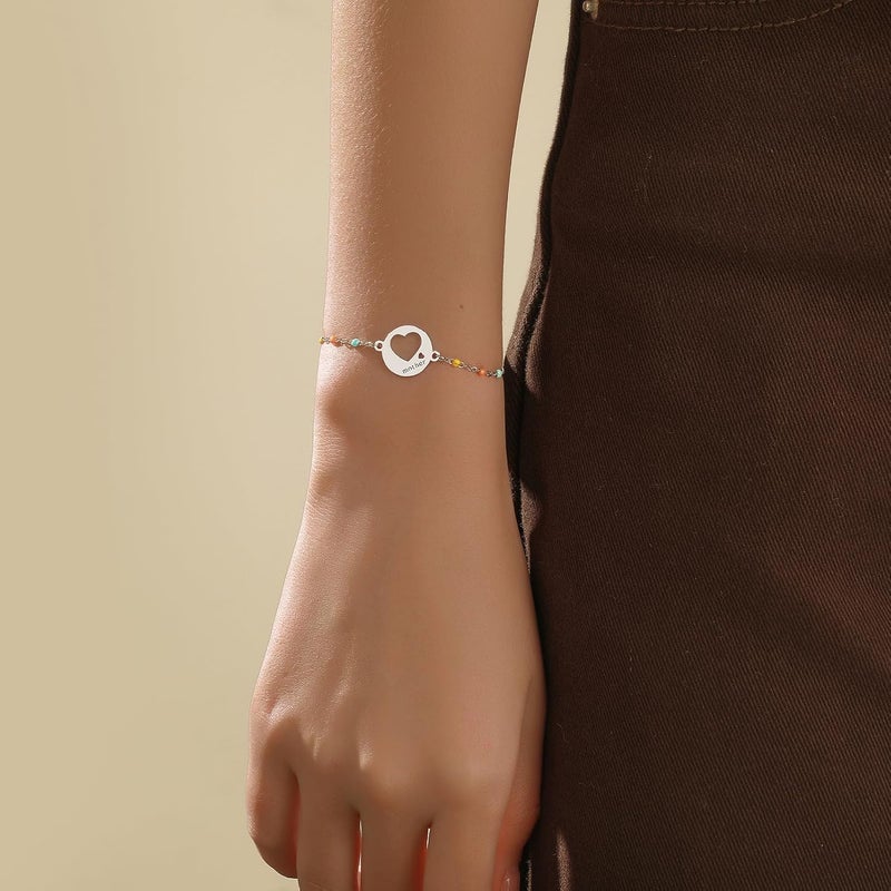 DS Mother Daughter Bracelets Set,18K Gold Plated Stainless Steel Heart Jewelry for Women Girls,Mothers Day Gifts for Mom/Daughter,Adjustable Matching Bracelets for Mommy and Me gift box packaging - Image 4